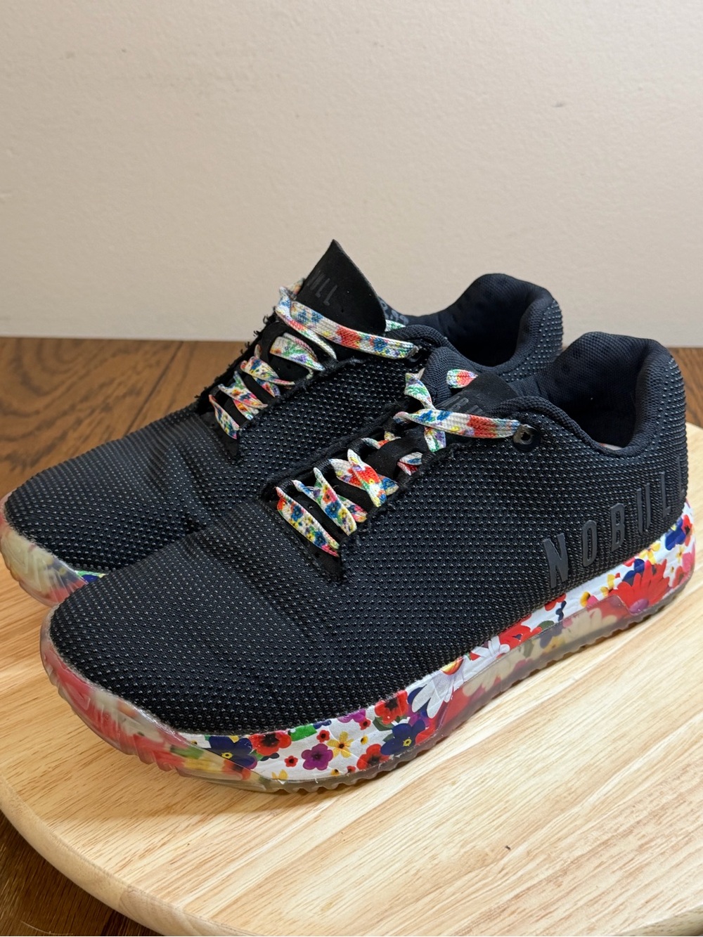 Nobull unisex Black Impact Daisy Floral Trainer Sneakers shoes